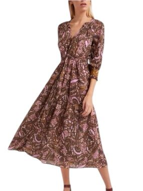 XiRena Olsen Libra Batik Print Midi Dress Earth